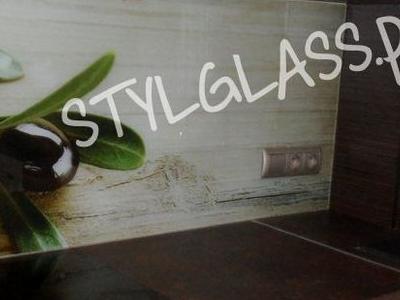 panel szklany osłona kuchenna oliwki czarne na gałązce